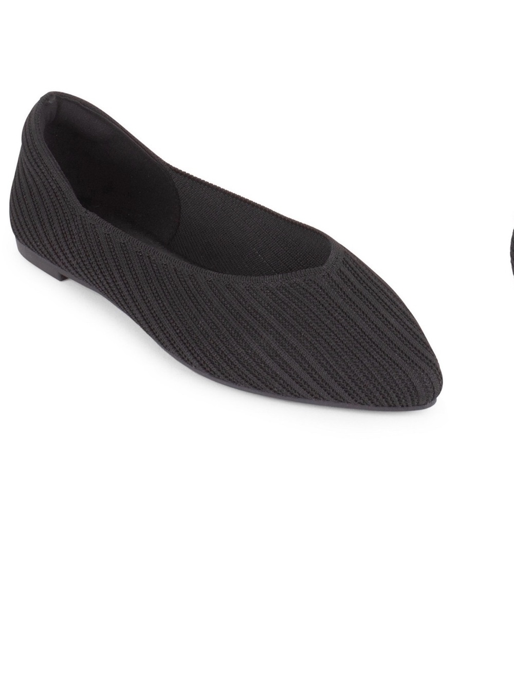 Tahari Black Pointed Knit Slip-On Ballet Flat